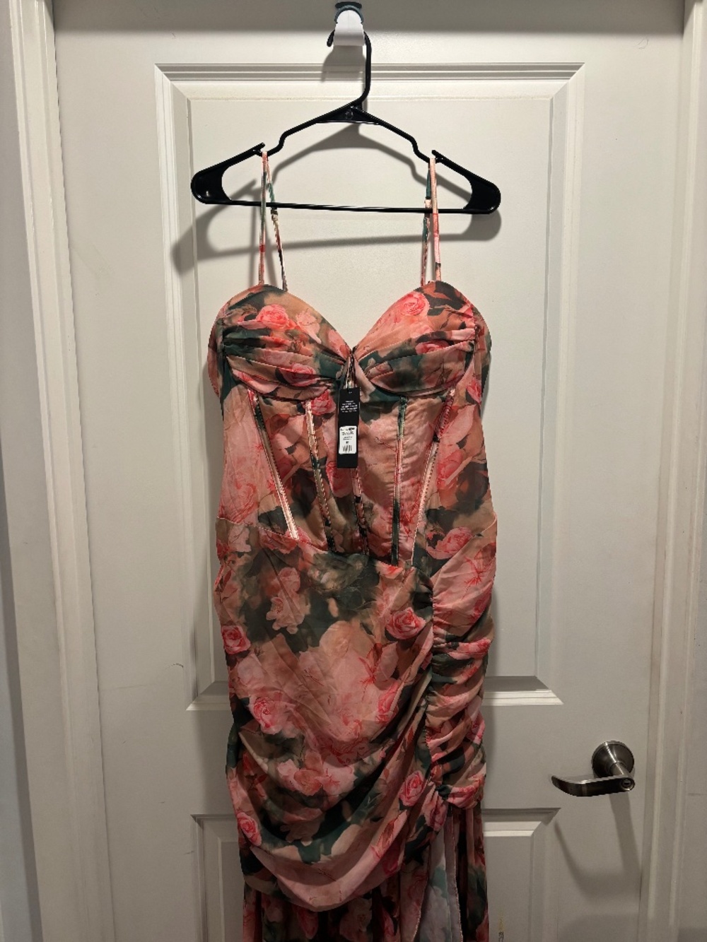 Fashion Nova Sweet As Me Floral Chiffon Maxi Dress